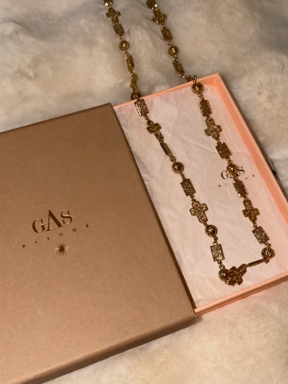 NWOT GAS BIJOU Long Gold Necklace - Picture 3 of 8